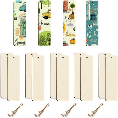 Craft Bookmark Unpolished Wooden Bookmark Rectangular Blank Hanging Tag