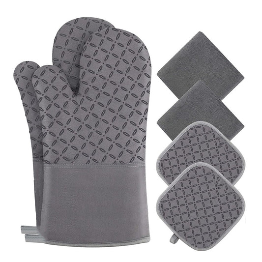 Kitchen Anti-slip Heat Insulation Silicone Thickened Gloves Microwave Oven High Temperature Resistant Baking